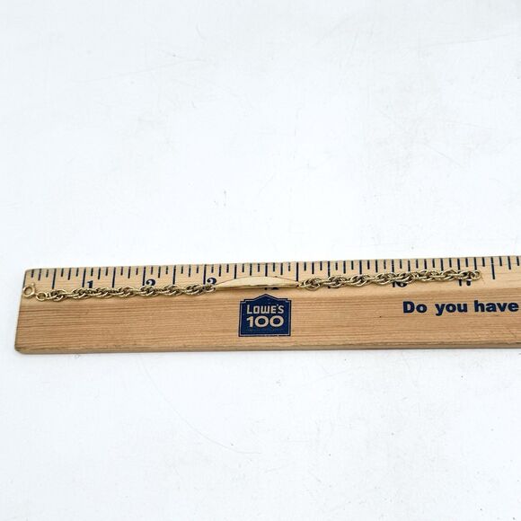 Vintage Speidel Gold Tone Blank ID Chain Bracelet Made in U.S.A. Engravable - Picture 4 of 4